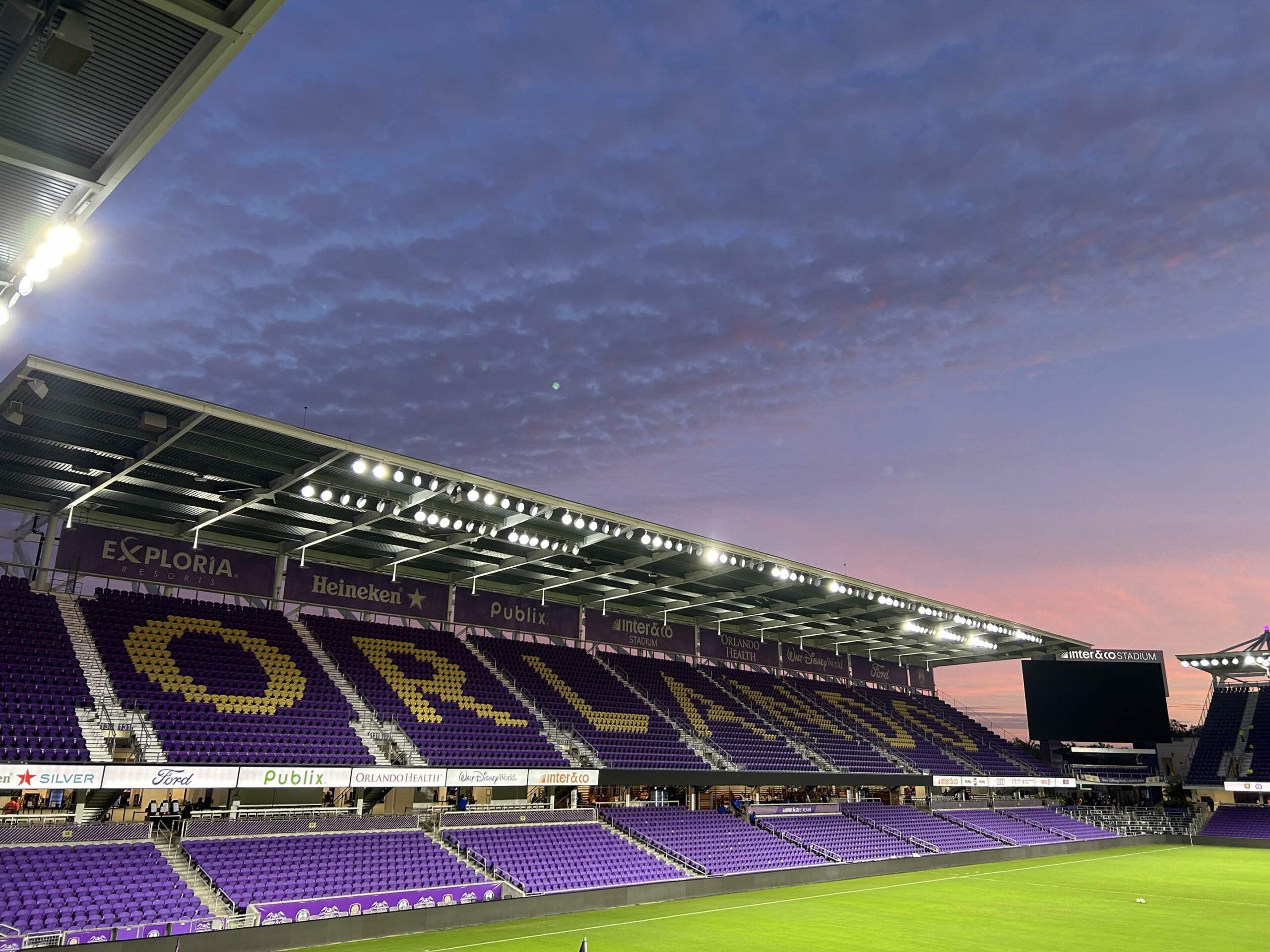 Orlando City Inter & Co Stadium at dusk