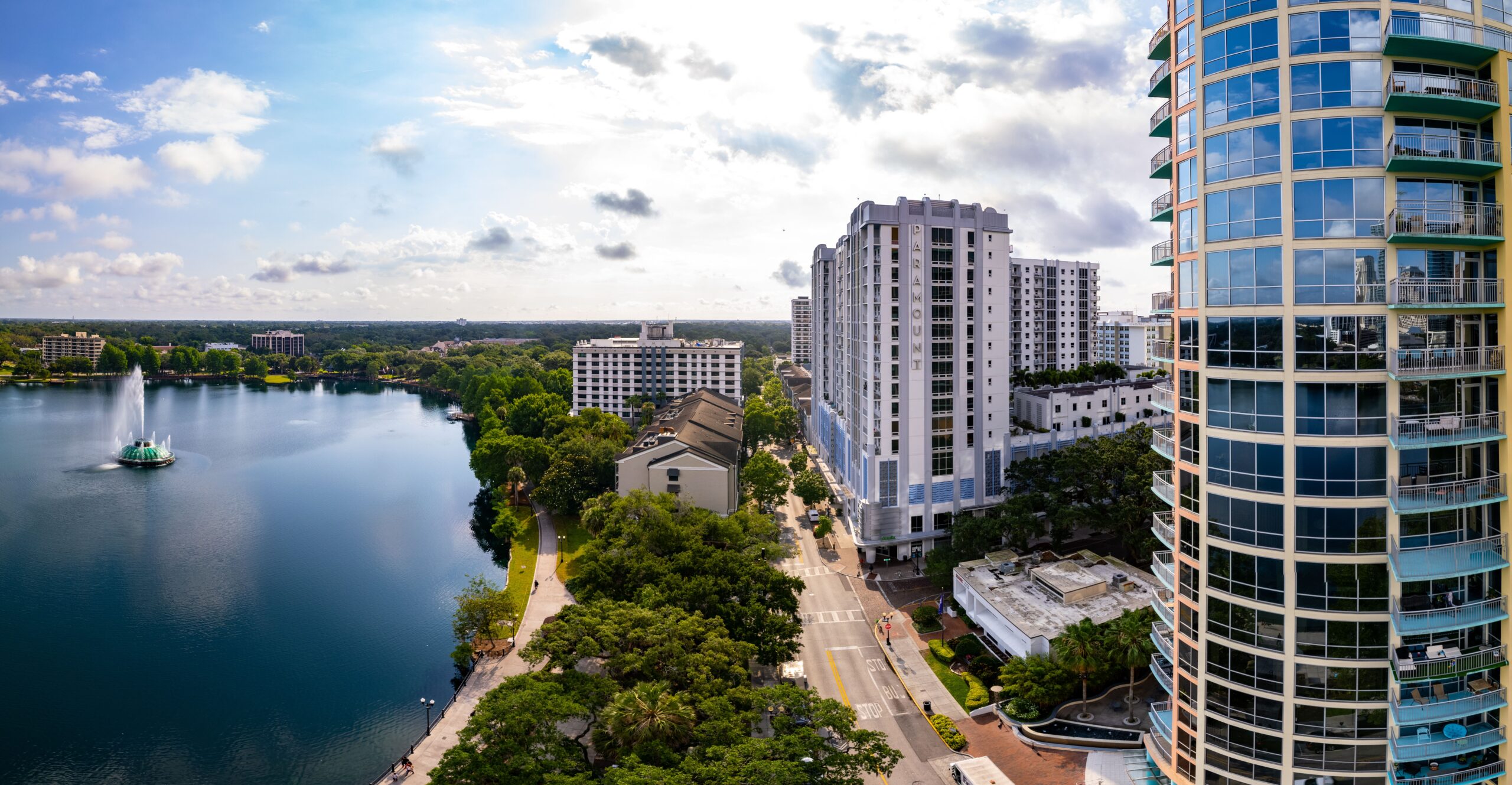 A beautiful shot of Lake Eola Park in Downtown Orlando, Florida