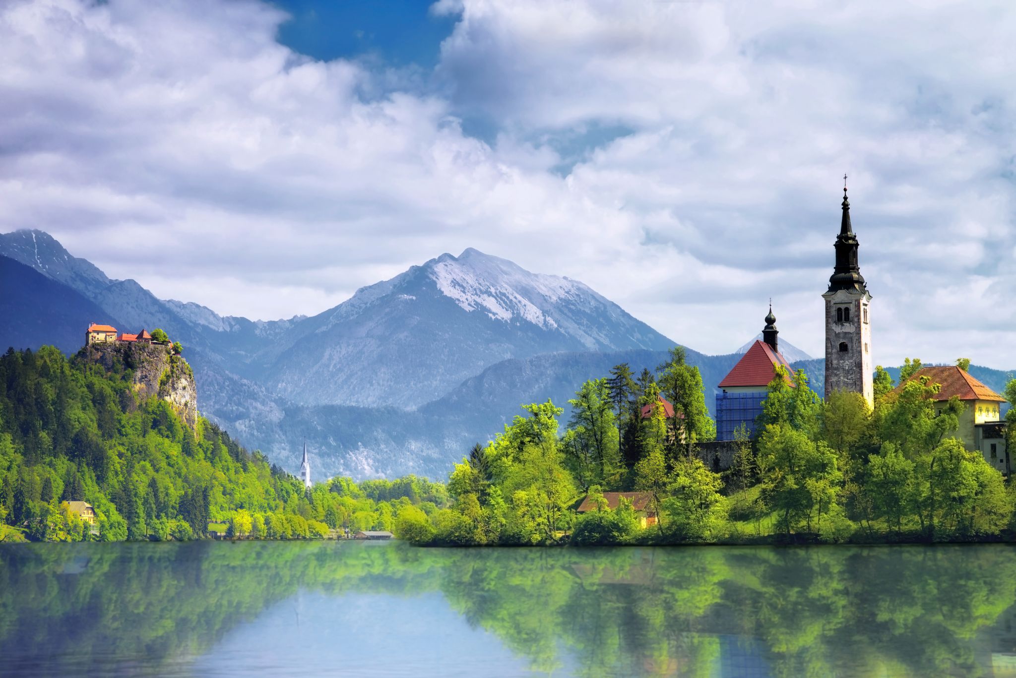 Lake Bled church and castle in slovenia